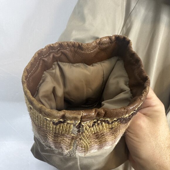 Vintage Down Parka Real Fur Hood Men’s 38 Beige Knit Trim 80s Warm - Picture 6 of 10